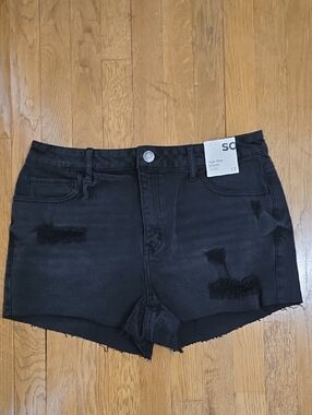 SO BRAND WOMENS JUNIOR PLUS SIZE BLACK SHORTIE SHORTS SIZE 17/33W
